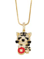 thumb Brass Cubic Zirconia  Vintage Tiger Hand Penant Necklace 1