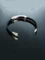 thumb Titanium Black Leather Geometric Minimalist Band Bracelets 2