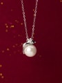 thumb 925 Sterling Silver Imitation Pearl  Cute Mouse   Pendant   Necklace 2