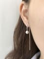 thumb 925 Sterling Silver Imitation Pearl Tassel Minimalist Threader Earring 3