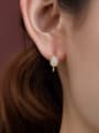 thumb 925 Sterling Silver Jade Geometric Vintage Stud Earring 1