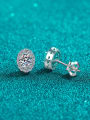 thumb 925 Sterling Silver Moissanite Oval Dainty Cluster Earring 2