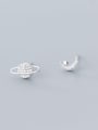 thumb 925 Sterling Silver With Platinum Plated Minimalist Star Stud Earrings 1