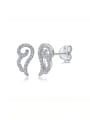 thumb 925 Sterling Silver Cubic Zirconia Wing Classic Stud Earring 0