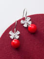 thumb 925 Sterling Silver Cubic Zirconia Flower Classic Hook Earring 2