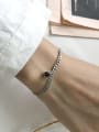 thumb 925 Sterling Silver Cubic Zirconia Black Round Dainty Link Bracelet 0