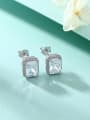 thumb 925 Sterling Silver Birthstone Rectangle Dainty Stud Earring 1