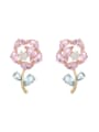 thumb Brass Cubic Zirconia Flower Luxury Earring 0