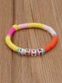 thumb Stainless steel Multi Color Polymer Clay Letter Bohemia Stretch Bracelet 2