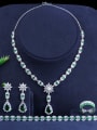 thumb Copper Cubic Zirconia Luxury Water Drop Earring and Necklace Set 3