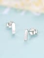 thumb 925 Sterling Silver Smooth Square Minimalist Stud Earring 2