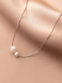 thumb 925 Sterling Silver Imitation Pearl Minimalist Necklace 0