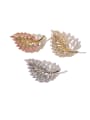 thumb Copper Cubic Zirconia White Leaf Dainty Brooches 0