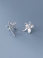 thumb 925 Sterling Silver Rhinestone Flower Minimalist Stud Earring 3
