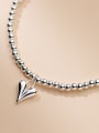 thumb 925 Sterling Silver Heart Minimalist Beaded Chain Bracelet 1