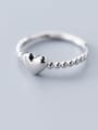 thumb 925 Sterling Silver Bead Smooth Heart Minimalist Band Ring 0