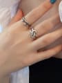 thumb 925 Sterling Silver Hollow Bowknot Vintage Stackable Ring 2