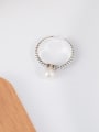 thumb 925 Sterling Silver Imitation Pearl Round Vintage Band Ring 2
