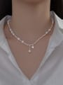 thumb 925 Sterling Silver Freshwater Pearl Heart Vintage Beaded Necklace 3