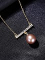 thumb 925 Sterling Silver Freshwater Pearl Geometric Dainty Necklace 2
