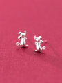 thumb 925 Sterling Silver With Platinum Plated Minimalist Mouse Stud Earrings 0
