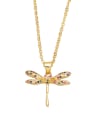 thumb Brass Cubic Zirconia Vintage Dragonfly  Pendant Necklace 2