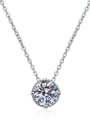 thumb Sterling Silver Moissanite Round Dainty Necklace 3
