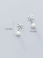 thumb 925 Sterling Silver Imitation Pearl snowflake Cute Stud Earring 2