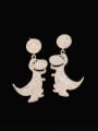 thumb Brass Cubic Zirconia  Vintage Cartoon Dinosaur Cluster Earring 0