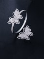 thumb Brass Cubic Zirconia Luxury Butterfly  Ring and Bangle Set 4