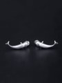 thumb 925 Sterling Silver Fish Vintage Stud Earring 0