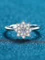thumb 925 Sterling Silver Moissanite Flower Classic Band Ring 0