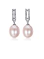 thumb 925 Sterling Silver with 3A zircon fashion Freshwater Pearl Drop Earring 0