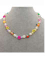 thumb Stainless steel Freshwater Pearl Multi Color Polymer Clay Smiley Bohemia Necklace 2