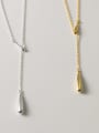 thumb 925 Sterling Silver Water Drop  Minimalist Tassel Necklace 0