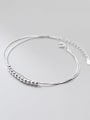 thumb 925 Sterling Silver Bead Round Minimalist Strand Wire Bracelet 2
