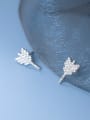 thumb 925 Sterling Silver Cubic Zirconia Feather Dainty Stud Earring 2