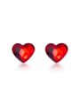 thumb 925 Sterling Silver Cubic Zirconia Red Heart Minimalist Stud Earring 4