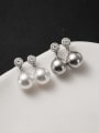 thumb 925 Sterling Silver Imitation Pearl Round Bead Minimalist Stud Earring 3