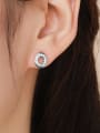 thumb 925 Sterling Silver Cubic Zirconia Oval Minimalist Stud Earring 1