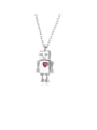 thumb 925 Sterling Silver With White Gold Plated Minimalist Love Robot Necklaces 2