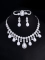 thumb Brass Cubic Zirconia  Luxury Water Drop  Ring Earring Bangle And Necklace Set 0