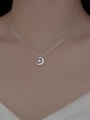 thumb 925 Sterling Silver Cubic Zirconia Star Minimalist Moon Pendant Necklace 1