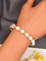 thumb Freshwater Pearl Multi Color Glass Bead Bohemia Stretch Bracelet 1