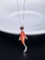 thumb 925 Sterling Silver Carnelian  Minimalist Fish Pendant Necklace 1