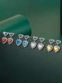 thumb Brass Cubic Zirconia Heart Dainty Cluster Earring 0