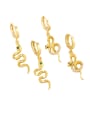 thumb Brass Cubic Zirconia Snake Vintage Huggie Earring 0