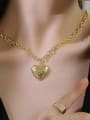 thumb Brass Rhinestone Ethnic Heart Earring and Necklace Set 0