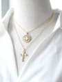 thumb Brass Cubic Zirconia Heart Hip Hop Regligious Necklace 1