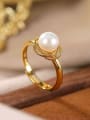 thumb 925 Sterling Silver Freshwater Pearl Round Vintage Band Ring 0